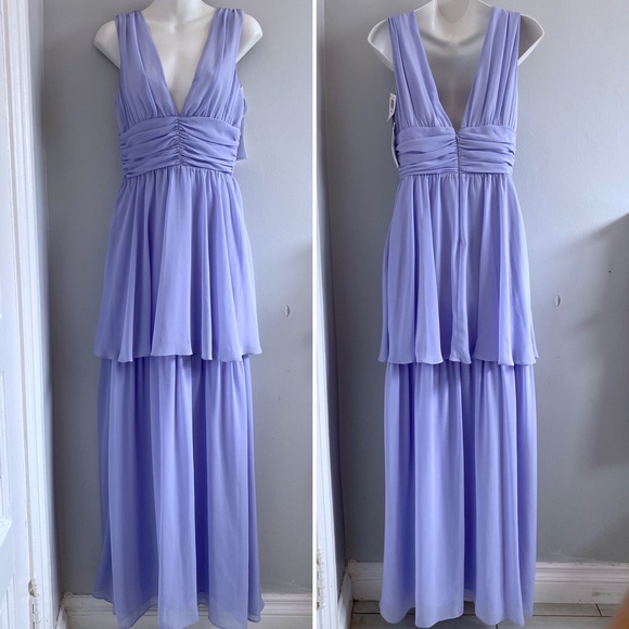 WAYF Sleeveless Plunge V Neck Dress Periwinkle NWT • S - Picture 3 of 9